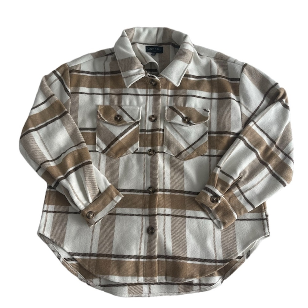 Love Tree Brown plaid shacket